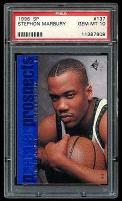 Tarjeta de novato RC 1996-97 SP #137 Stephon Marbury PSA 10 GEMA como nueva Foto 1 de 2
