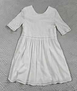 ESPRIT Kleid Damen 8 weiß Vintage gefüttert 100% Baumwolle Freizeit Strand - Bild 1 von 12