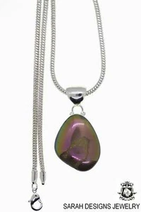Titanium Drusy Druzy 925 Sterling Silver Pendant 4mm Snake Chain P1228 - Picture 1 of 8