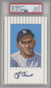 1990 Ron Lewis 1961 New York Yankees /10000 Yogi Berra #8 PSA 2 HOF