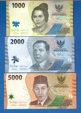 Indonesia 500 2000 5000 Rupiah 2022 Paper Money Uncirculated Banknote Set # 1 Cover