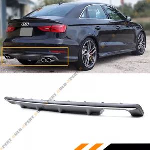 FOR 2014-2016 AUDI A3 4DR SEDAN 8V S3 STYLE QUAD EXHAUST REAR BUMPER DIFFUSER - Picture 1 of 4