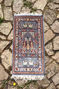 alter miniatur orient carpet rug teppich läufer deko wandteppich handgeknüpft - Bild 1 von 7
