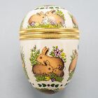 Halcyon Days Enamel Trinket Box Egg Shaped Bunny Rabbit Family Heart Flowers I#2