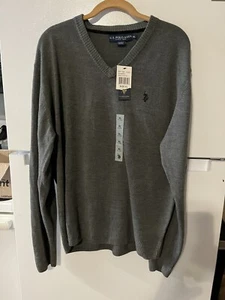 U.S. Polo Assn. Camisa Suéter Tejida Para Hombre Talla X- Grande Informal Gris Con Negro - Imagen 1 de 6