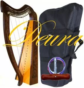 32" LEVE COMPLETE HARP DEURA Marca 19 corde + BORSA Irish Celtic Lap Folk DH-19L - Foto 1 di 4