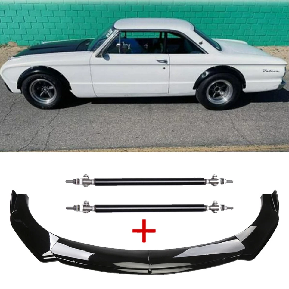For FORD FALCON Black Front Bumper Splitter Spoiler + Strut RodS - Image 1 of 4