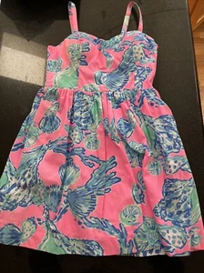 Lilly Pulitzer Dress Ardell Sweetheart   Womens Size 6 Pink, Blue,  Green Shells - Picture 1 of 8