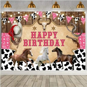 Western Cowboy Birthday Backdrop Western Cowboy Rodeo Background Cow Print Co... - Picture 1 of 6