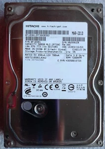 500GB SATA HDD 3.5" Hitachi HDS721050CLA362 0F10381MLCJPT39C internal hard drive - Afbeelding 1 van 7