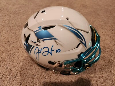 Justin Herbert Signed Chargers Custom Ripped SpeedFlex Helmet W/ Visor BAS - Image 1 of 4