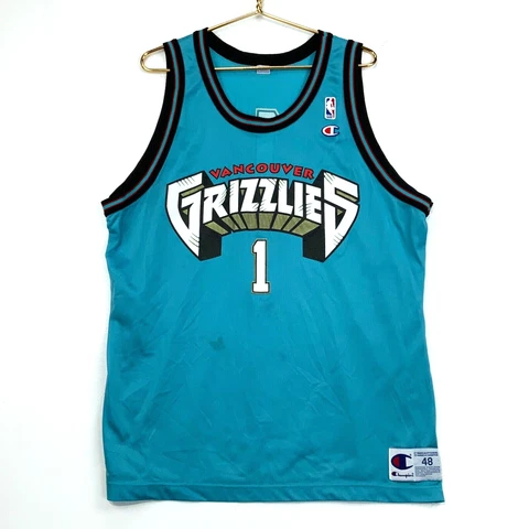Vintage Vancouver Grizzlies #1 Champion Jersey Size 48 Teal Nba Basketball Cover