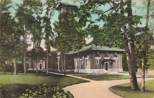 Polen Frühling, Maine Postkarte Springhouse Badehaus handkoloriert PM 1941 F8 - Bild 1 von 2