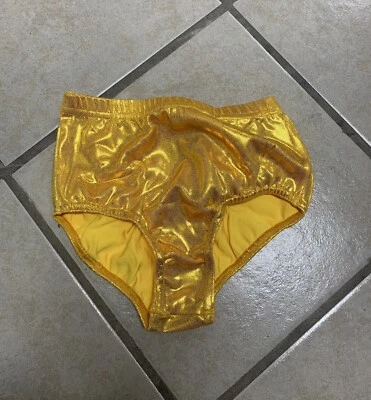 Calcinha calcinha juvenil S (6-8) dourada metálica alegria dança tênis spankie capa flor nova na embalagem - Imagem 1 de 3