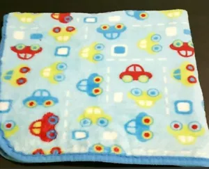 Vintage Crown Crafts Cuddle Me Baby Blanket Cars Roads Blue Red Yellow Fleece - Picture 1 of 7