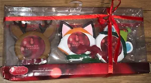 Juego de 3 marcos de adorno navideño reno cuadrado zorro oso polar ~NUEVO - Imagen 1 de 2