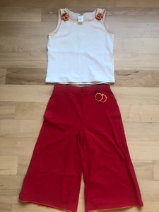 GYMBOREE White Flower Tank And Red Pants Set - Girls 6/7 - Picture 1 of 3