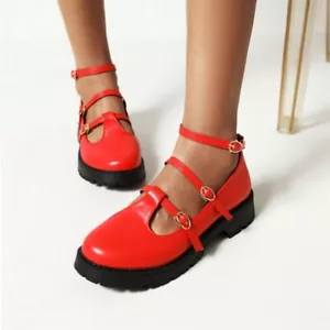 Zapatos de salón planos informales de corte para mujer punta redonda AMary Jane talla - Imagen 1 de 15
