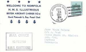 HMS Illustrious cachet Cover USS Josephus Daniels 1984 (143937) - Picture 1 of 2