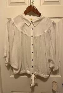 Free People Renaissance Poet Shirt W/Angel Wing Sleeves Large White NWT - Picture 1 of 6