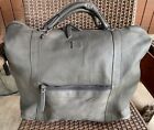 NEW IN PELL GRAY LEATHER made ITALY BAG XL WEEKENDER CARRY ON TRAVEL DUFFLE