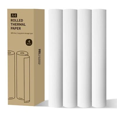 LINGLONG A4 Quick-Dry Thermal Paper Rolls Compatible A4 Thermal Printers 4 Rolls