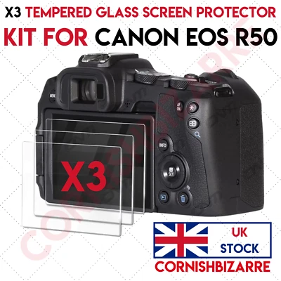x3 TEMPERED GLASS LCD SCREEN PROTECTOR KIT FOR CANON EOS R50 - UK STOCK - Image 1 of 4