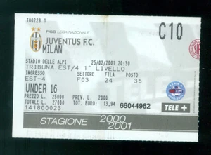 BIGLIETTO JUVENTUS MILAN 25/02/2001 STAGIONE 2000 2001 CALCIO PARTITA SERIE A - Foto 1 di 1