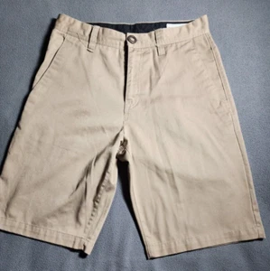 Volcom Golf Shorts Mens Size 28 Khaki Beige Pockets Walking Casual Button Zip - Picture 1 of 18