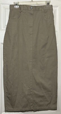 NY & Co. women Cotton skirt Midi Pencil Skirt Size 12  pockets back slit tan - Image 1 of 4