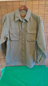 Bob Timberlake heavy cotton canvas Shirt Olive Green Men's Size large - Picture 1 of 10