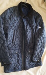 Mens Quilted Jacket HACKETT London dark blue/greyish Size L jacket/Coat.Tall/big