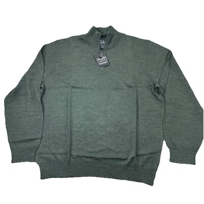 Jos. A. Suéter Pullover Bank Hombres XL Viajero Lana Merino Verde 1/4 Cremallera Foto 1 de 4