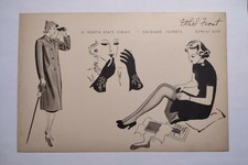 Vintage 1940s Ethel Frost Fashion Artist & Illustrator Business Card 6" x 9"