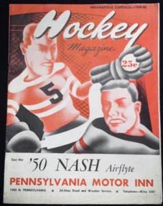 VTG 1950 HOCKEY PROGRAM MAGAZINE INDIANAPOLIS CAPITALS LEFTY WILSON F - Picture 1 of 3