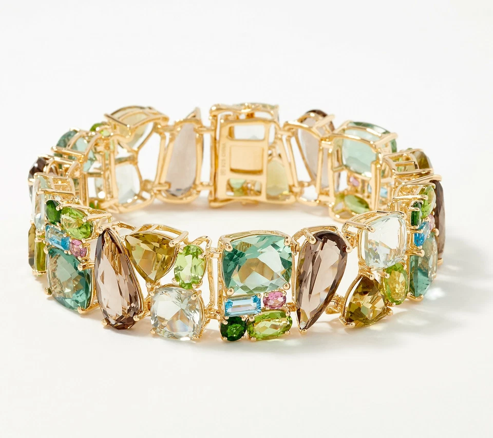 QVC Affinity Sterling Silver 85.00cttw Multicolor Gemstone Bracelet 6-3/4" - Image 1 of 1