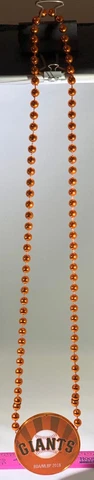 SF GIANTS CORONA MARDI GRAS STYLE PLASTIC ORANGE BEADED NECKLACE & PENDANT 2018 Cover