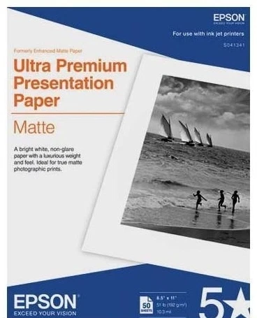 Epson Ultra Premium Presentation Paper Matte, 8.5" x 11", 50 sheets - Image 1 of 1