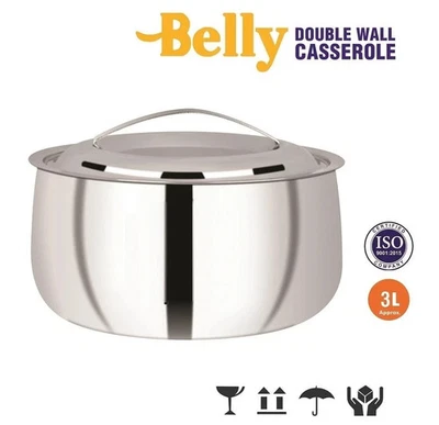 Olla caliente de acero inoxidable aislada calentador de alimentos almacenamiento cazuela plato arroz Roti Foto 1 de 4