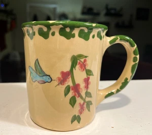Vintg 1998 Hand Painted ALPINE POTTERY ROSEVILLE Ohio MUG Purple Vine Blue Bird - Picture 1 of 6