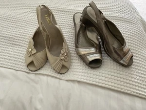 2x Pairs LOTUS & K By CLARKS Pearlised Leather Sandals Size 7 D/E Wedding/Party - Picture 1 of 17