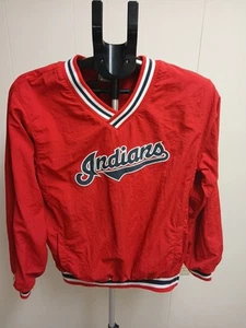 Cleveland Indians Majestic Authentic Pullover Light Jacket Coat Kids 14/16 Red - Picture 1 of 10