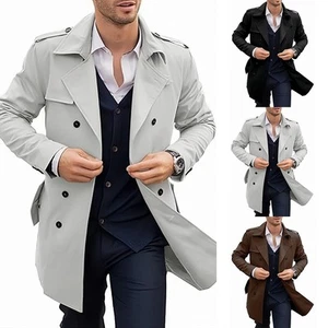 Double-Breasted Long Jacket Brand New Condition Long Sleeve Polyester Fabric - Picture 1 of 24