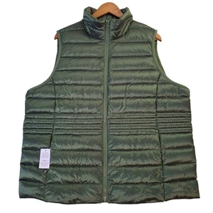 Lands End Puffer Vest Womens 1X 16W 18W Green Down Insulated Zip Quilted - Picture 1 of 8