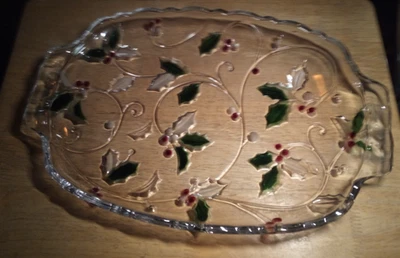 Mikasa Seasons Merry Holly Rectangular Platter 15.5" Serveware Holiday Christmas - Image 1 of 4