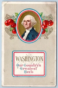 1915 GEORGE WASHINGTON OUR COUNTRY'S GREATEST HERO PATRIOTIC EMBOSSED POSTCARD - Picture 1 of 2