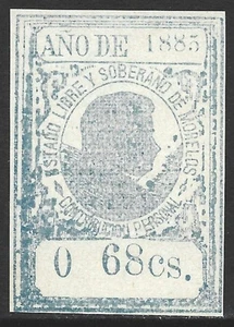 Mexico Revenue 1885 State Issues Morelos 0 68cs. Blue #M308 VF-NH CV $4.00 - Picture 1 of 2