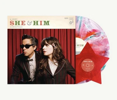 A Very She & Him Christmas - Smush Vinyl + Red Star Shaped 12” - Blood Records - Image 1 of 3