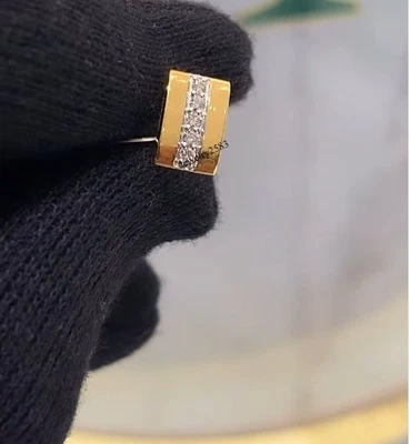 Natural Diamond Mens Elegant One Side Stud Earring 14k Yellow Gold Plated Silver - Изображение 1 из 4