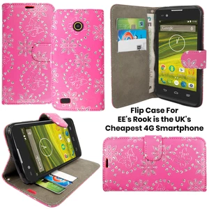 PU Leather Flip Case For EE Rook 4G Wallet Card Holder Cover - Picture 1 of 1